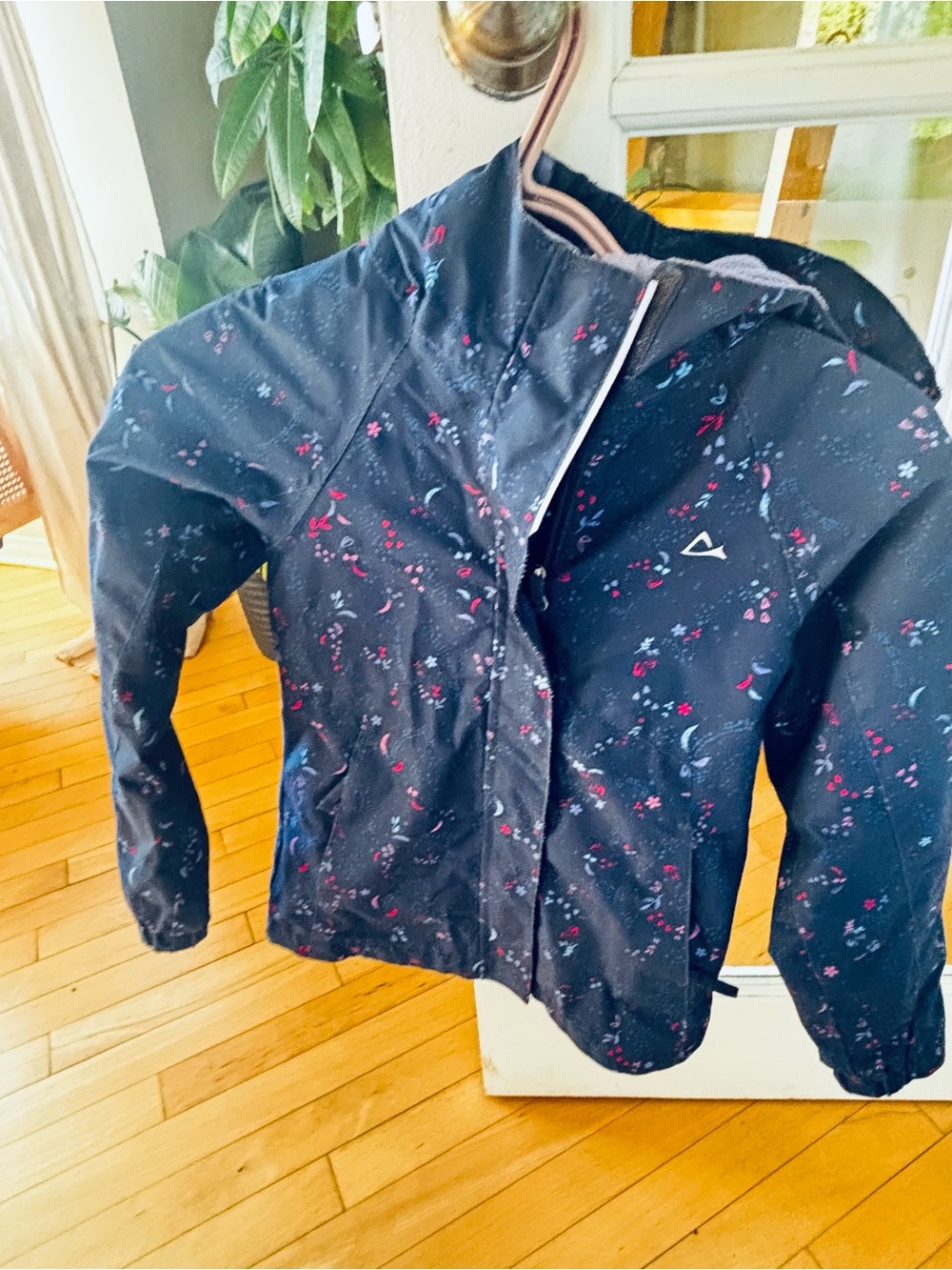 Kids Black Floral Rain Jacket